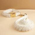 Bild in Galerie-Betrachter laden, Wedding White Lace Set, 2-piece personalized ID collars by For Animals, With Love; white lace with gold hardware.