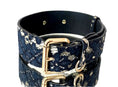 Load image into Gallery viewer, Luxury Pet Fashion Navy Lace Leather Collar by Allysa Payne Beverly Hills
