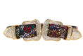 Charger l'image dans la visionneuse de la galerie, Luxury Pet Fashion Floral Mosaic Leather Collar Set by Allysa Payne Beverly Hills