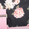 Load image into Gallery viewer, Jeffers Expression 600D waterproof ripstop dog coat with pink straps on black floral fabric
