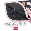 Load image into Gallery viewer, Jeffers Expression 600D waterproof ripstop dog coat with pink trim; black quilted interior, hind leg straps.
