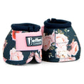 Load image into Gallery viewer, Jeffers Expressions no-turn horse bell boots, nylon, floral navy with pink strap, pair