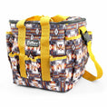 Load image into Gallery viewer, Jeffers Expressions Deluxe Horse Grooming Bag with adjustable strap in blue patterned fabric and yellow straps