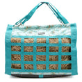 Load image into Gallery viewer, Jeffers Expression Extend-Feed Hay Bag for horses & livestock, turquoise fabric with grid openings.