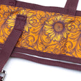 Bild in Galerie-Betrachter laden, Jeffers Expression Horse Fan Bag with burgundy straps and orange sunflower-patterned fabric
