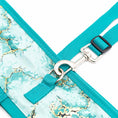Bild in Galerie-Betrachter laden, Jeffers Expression Horse Fan Bag with teal straps and turquoise-gold marbled fabric, metal ring and buckle