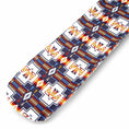 Load image into Gallery viewer, Jeffers Expression Lycra Horse Tail Bag, 24-inch long, navy with red and orange geometric print.