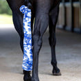 Load image into Gallery viewer, Jeffers Expression Lycra Horse Tail Bag, 24-inch long, blue-and-white toile pattern.
