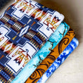 Load image into Gallery viewer, Jeffers Expression Oversized Fleece Throw Blanket; 4 geometric-patterned throws in navy, white, teal, orange