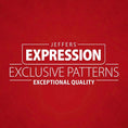 Load image into Gallery viewer, Jeffers Expression oversized fleece throw blanket branding on red background with white text Exclusive Patterns