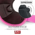Load image into Gallery viewer, Jeffers Expression No-Turn Bell Boots for Horses; black neoprene with pink trim, no-turn knob design.