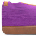 Bild in Galerie-Betrachter laden, Jeffers WoolLuxe 100% wool saddle pad in purple with brown leather trim and quilted cushioning.