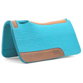 Bild in Galerie-Betrachter laden, Jeffers WoolLuxe saddle pad, turquoise wool with tan leather accents.