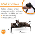 Load image into Gallery viewer, K&H Original Bolster Pet Cot elevated dog bed; brown fabric with black frame, 32in long