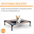Load image into Gallery viewer, K&H Original Bolster Pet Cot elevated dog bed with removable bolster; brown fabric