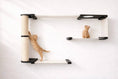 Load image into Gallery viewer, Cat Maze Wall - 3 Tier Cat Tree by Catastrophic Creations; white platforms, black brackets, sisal post, 2 orange kittens