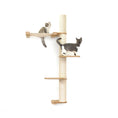 Bild in Galerie-Betrachter laden, The Crow's Nest wall cat scratcher with hammock, natural wood and sisal rope, two cats