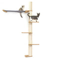 Bild in Galerie-Betrachter laden, The Crow's Nest wall cat condo scratcher with hammock by Catastrophic Creations; natural wood and sisal rope, two cats.