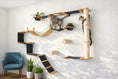 Carica l'immagine nel visualizzatore della galleria, Cat condo: The Juggernaut wall-mounted cat playground by Catastrophic Creations; wood and rope platforms, two cats.