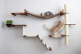 Load image into Gallery viewer, The Expedition cat condo: Cat Jungle Gym Wall System with wood platforms, rope hammock, stairs, sisal post; two cats.