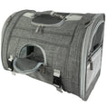 Bild in Galerie-Betrachter laden, Mr. Peanut's Monterey Series airline-compliant horizontal backpack pet carrier in grey fabric with mesh panels