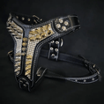Gallery viewerに画像を読み込む, Bestia Dog Gear Platinum Harness Medium Handmade Black Leather Design by Bestia Dog Gear