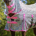 Bild in Galerie-Betrachter laden, Jeffers Expression Softmesh Combo Neck Horse Fly Sheet with pink trim and leopard print fabric