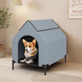 Carica l'immagine nel visualizzatore della galleria, Dog house by DirectDeals, outdoor elevated with ventilated windows in blue-gray fabric