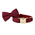Bild in Galerie-Betrachter laden, Red Wine Velvet Dog Harness Collar Leash Set Elegant Walking Wear by DDPaws