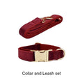 Bild in Galerie-Betrachter laden, Red Wine Velvet Dog Harness Collar Leash Set Elegant Walking Wear by DDPaws