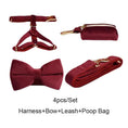Bild in Galerie-Betrachter laden, Red Wine Velvet Dog Harness Collar Leash Set Elegant Walking Wear by DDPaws