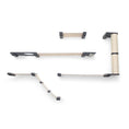 Load image into Gallery viewer, The Bunker 5-piece cat condo components: beige multi-level cat tree shelves with black supports and sisal post
