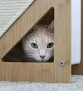 Bild in Galerie-Betrachter laden, The Overlook bamboo cat condo with triangular entry, cat peeking through.