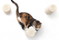 Carica l'immagine nel visualizzatore della galleria, Floating Cat Step for Wall cat scratcher with two tan sisal rope posts and a calico cat.