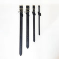 Cargar la imagen en la vista de la galería, 4 black leather dog collars by For Animals, With Love with metal buckles.