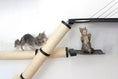 Load image into Gallery viewer, Cat condo The Crossroads Cat Wall Scratcher Tree with Ramp, beige sisal-wrapped post, two kittens climbing