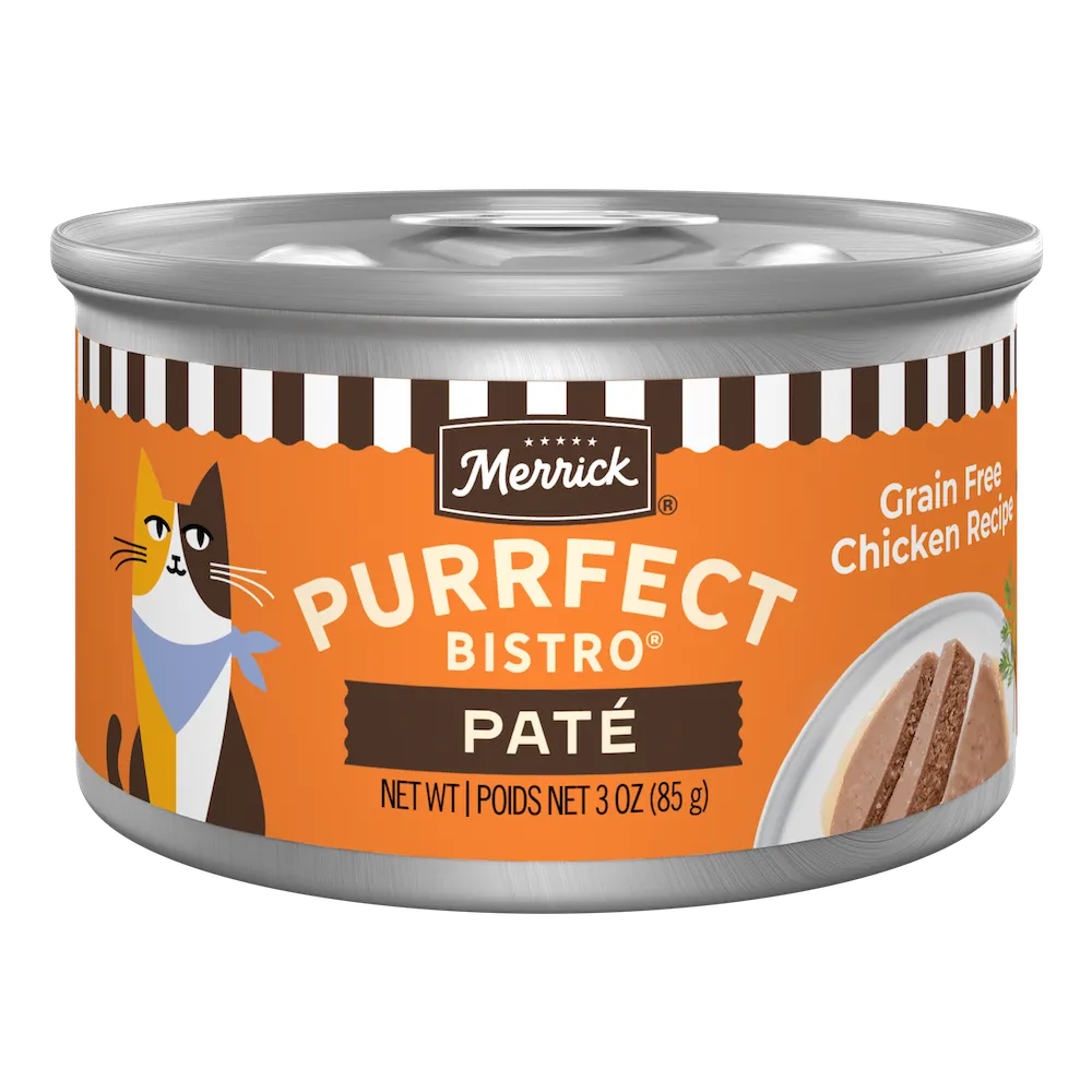 Merrick Purrfect Bistro Chicken Pate 3 oz can front