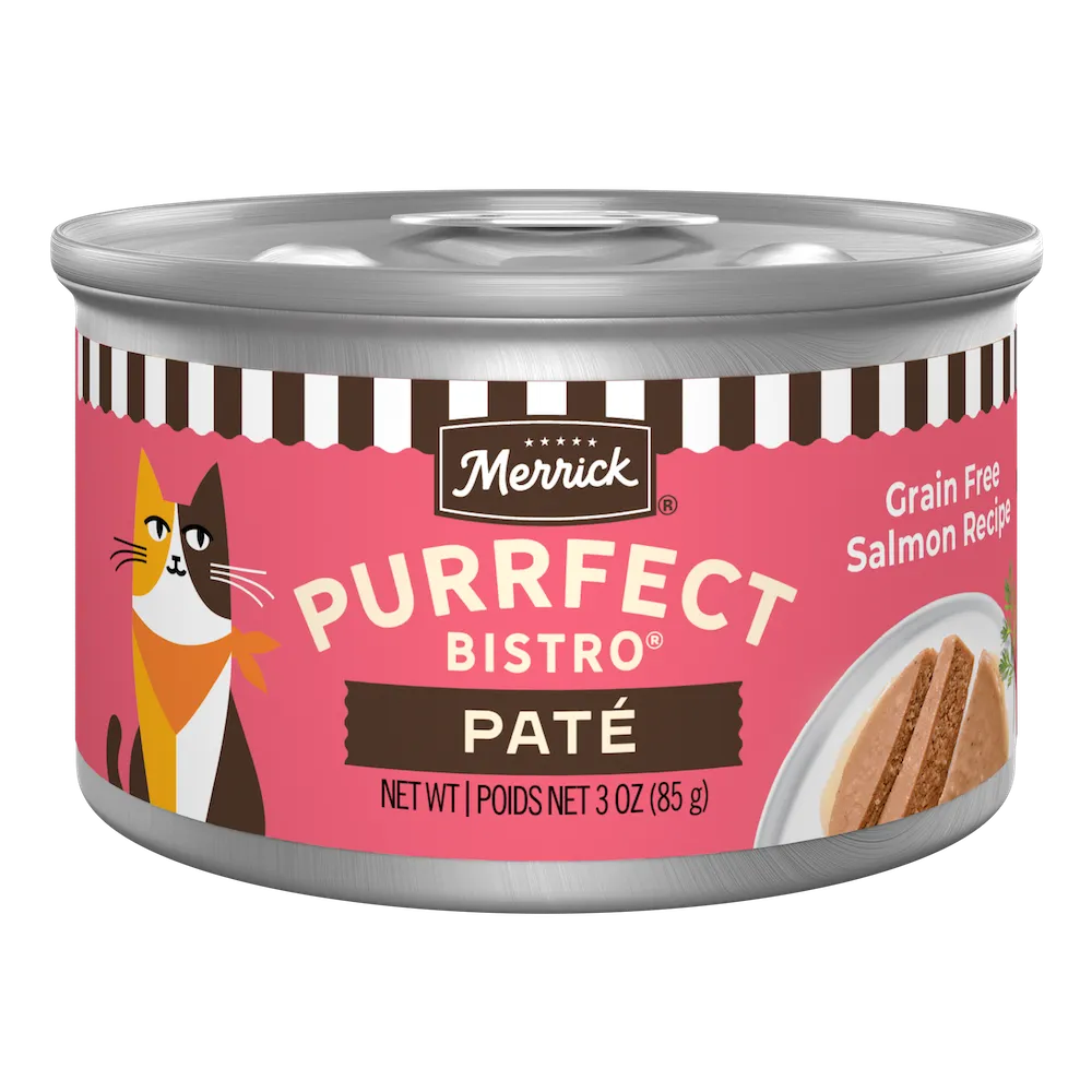 Merrick Purrfect Bistro Salmon Pate 3 oz can front