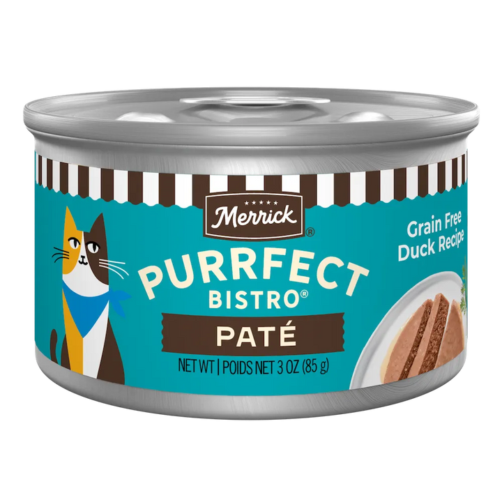 Merrick Purrfect Bistro Duck Pate 3 oz can front