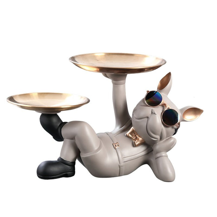 French Bulldog Catchall Bowl &amp; Tray Statue