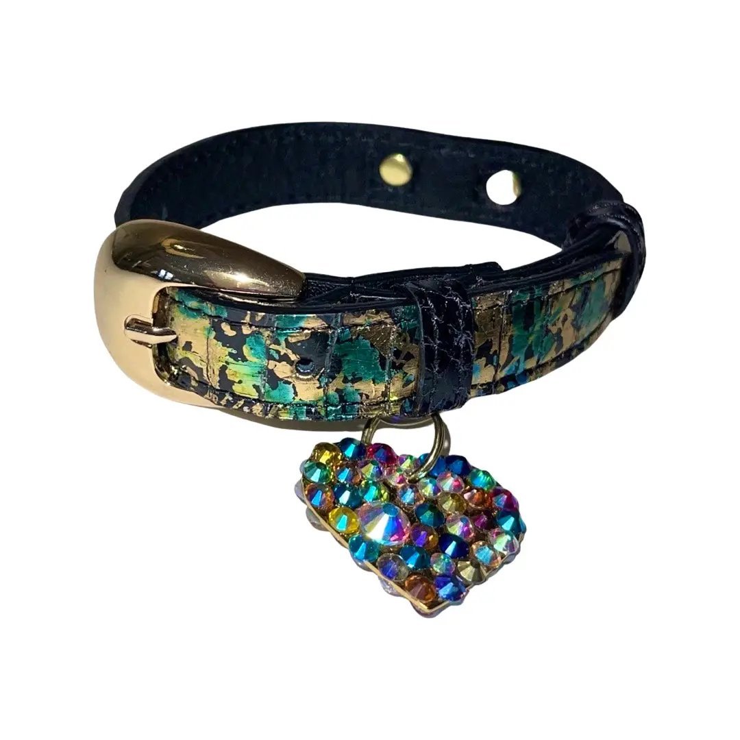 Beaded Art Deco Snake Collar In Multi Color With Gold Hardware by Allysa Payne Beverly Hills