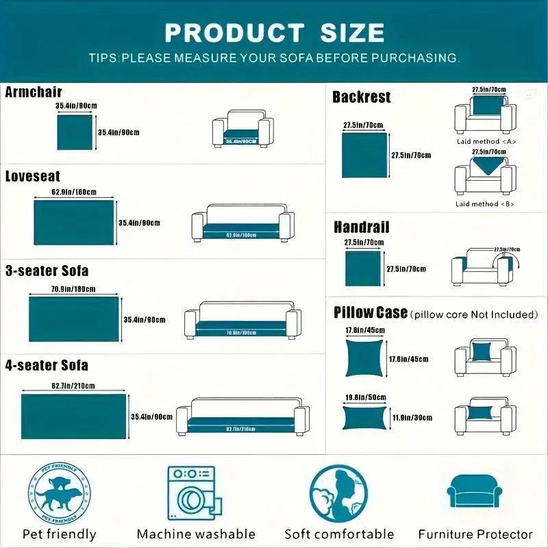 Molly Mutt Couch Cover by topspet size chart for armchair to 4-seat sofas with care icons