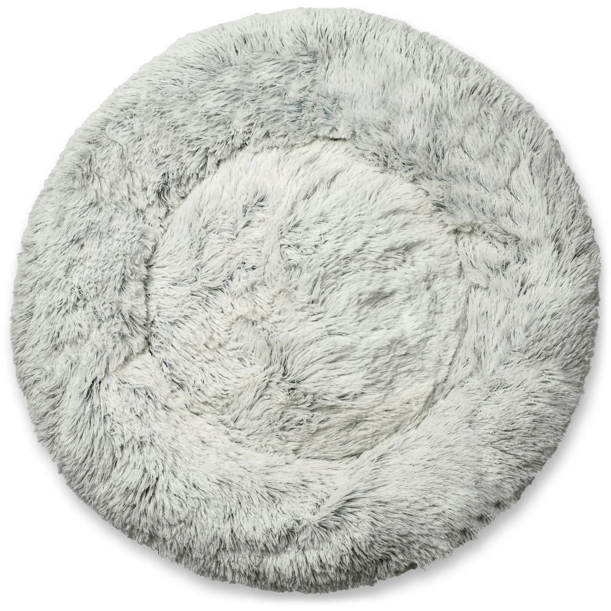 Mr. Peanut's 28in OrthoPlush Pet Bed, snowflake white two-tone faux fur pillow bed