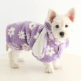 Load image into Gallery viewer, Small Dog Flannel Cape Towel, purple with white flower pattern
