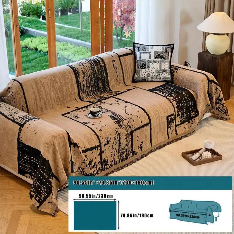 Luxury Pet Sofa Cover for Leather Sofa in beige with black abstract pattern