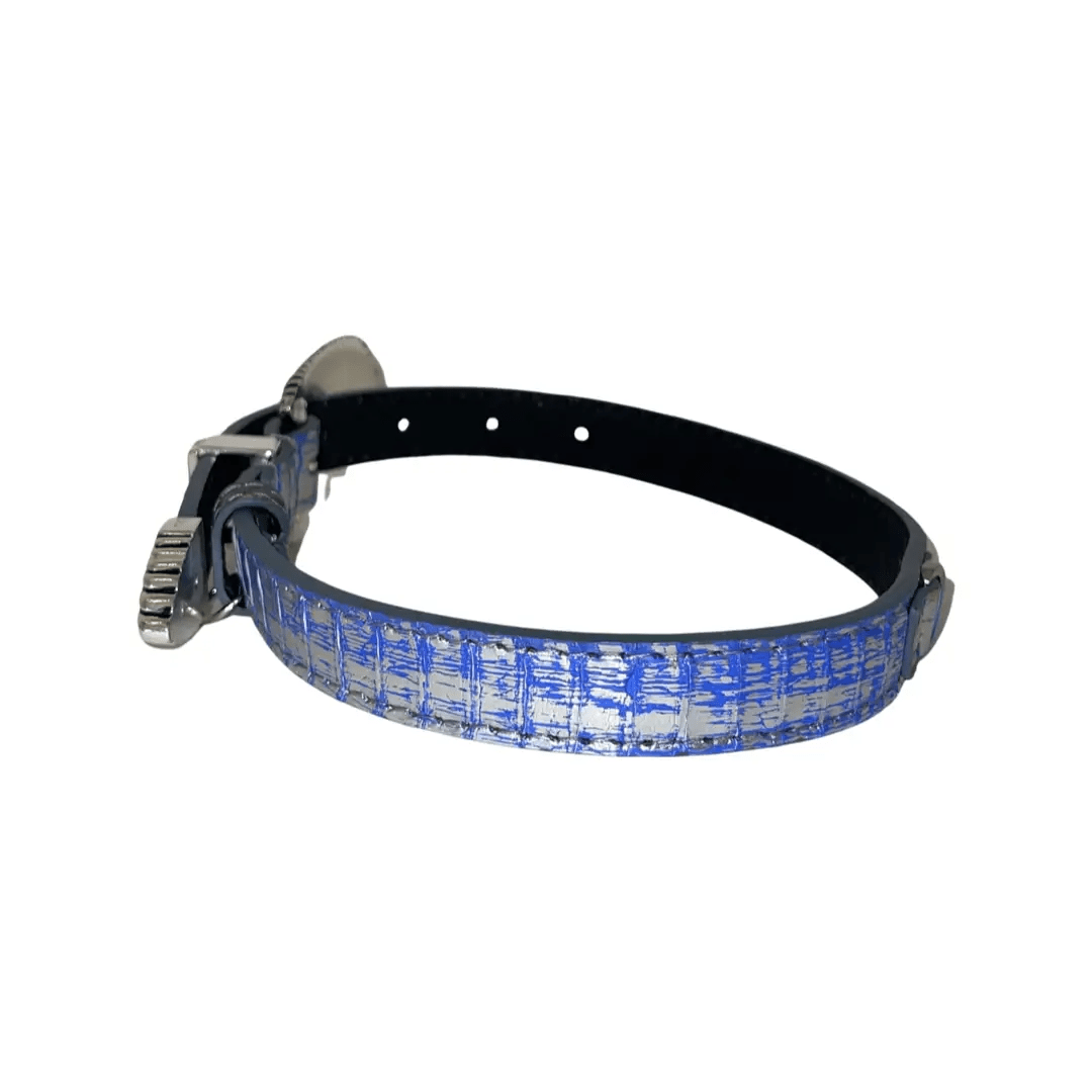 Blue Silver Snake Necklace With Italian Hardware by Allysa Payne Beverly Hills