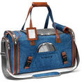 Carica l'immagine nel visualizzatore della galleria, Mr. Peanut's Gold Series V2.0 Pet Carrier in blue denim with brown leather trim, air travel approved
