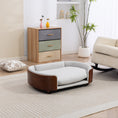 Load image into Gallery viewer, Scandinavian Style Elevated Dog Bed with solid wood legs and white cushion
