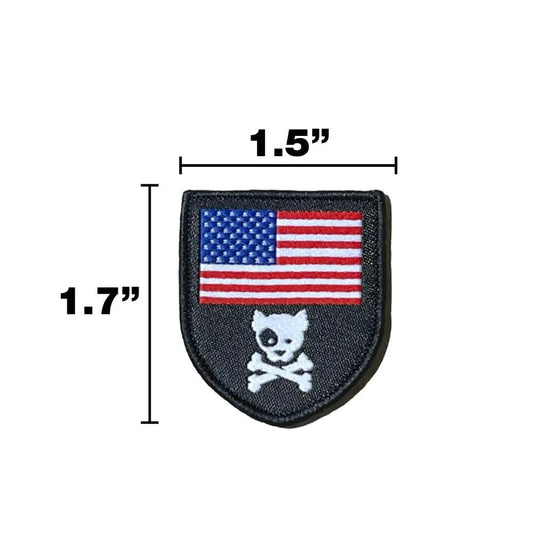 Mini American Dog Crossbones Shield Morale Patch Woven Hook Fastener Backing Fits Tactical Vest Harness and Collection by kiloninerpets