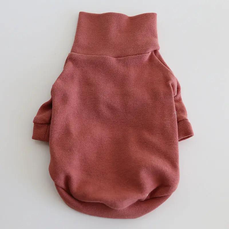 Small Dog Spring Solid Color Two-Legged Sweater by SOCKPET in pink knit.